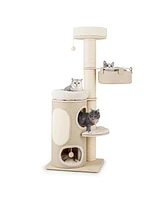 Gymax 61'' Cat Tree for Indoor Cats w/ 2-stoery Condo Top Perch Sisal Scratching Posts