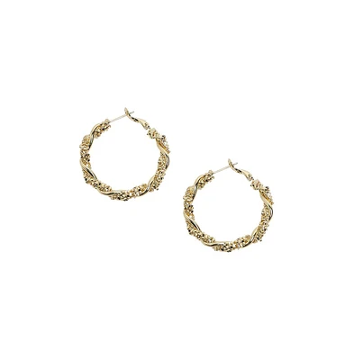 Beaded Twist Hoop Earrrings