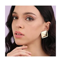 Dented Minimal Square Stud Earrings