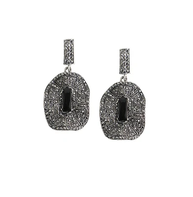 Roman Oval Swirl Drop Earrings