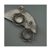 Sohi Daisy Circular Swirl Drop Earrings