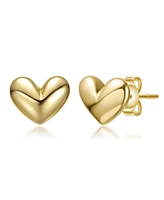 GiGiGirl Minimalist Heart Stud Earrings White Gold Plated, 14K or 18K Rose Plated