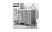 Slickblue Bathroom Vanity with Two Cabinets and Five Drawers for Ample Storage and Organization