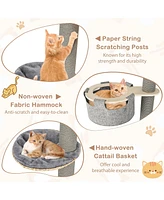 Gymax 6-tier Floor-to-Ceiling Cat Tree w/ Cat Condo Hammock Scratching Posts Platform