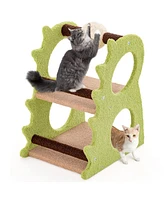 Gymax 2-Tier Dinosaur Cat Tree Tower w/ Rotating Scratching Sisal Ball Climbing Rods