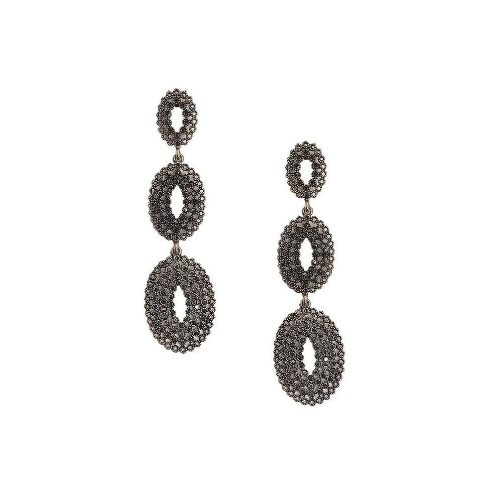 Intricate Oval Long Drop Earrings