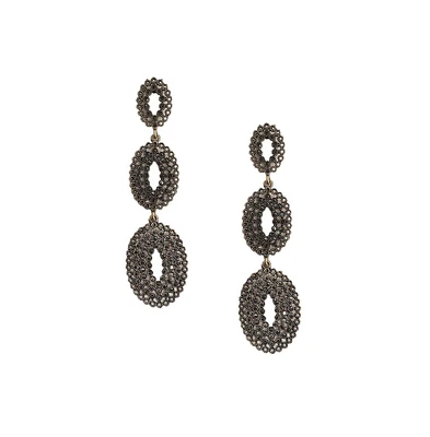 Intricate Oval Long Drop Earrings