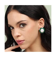 Enamel Pearl Stud Earrings