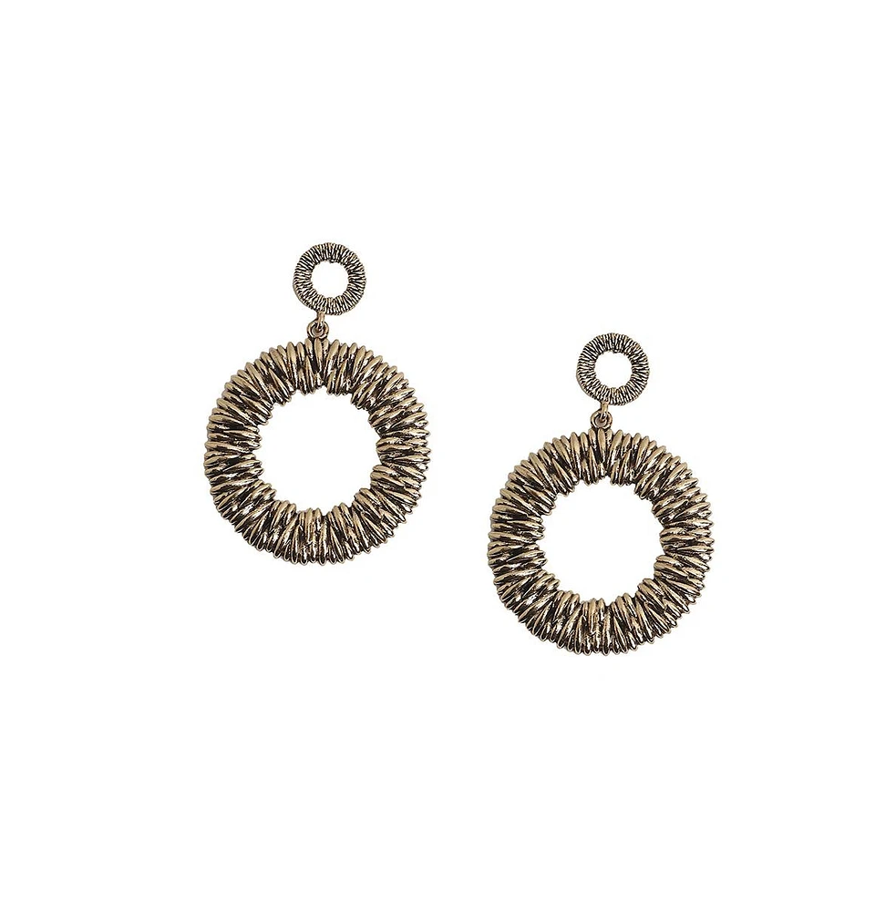 Sohi Circular Metallic Ribbed Drop Earrings