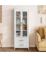 Slickblue Space-Saving 2-Drawer Bathroom Standing Cabinet for Organized Storage