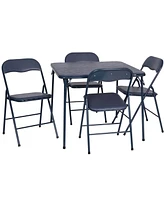 Skonyon Black 34 inch Portable Square Folding Table with Pu Soft Cushion for Living Room, Office, Camping