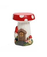 LuxenHome Gnome Mushroom MgO Indoor and Outdoor Sculpture Side Table