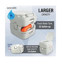 SereneLife Outdoor Portable Toilet With Carry Bag & Waste Level Indicator