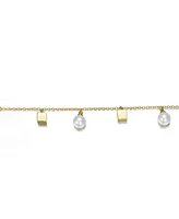 GiGiGirl 14K Gold Plated Cubed Charms & Pearls Link Bracelet