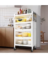 Mega Casa 4 Door Accent Cabinet, 5 Tier Kitchen Organizer Shelf