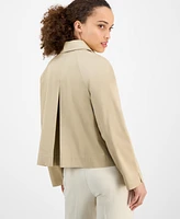 Ak Anne Klein Petite Short Double-Breasted Trench Coat