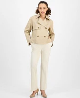 Ak Anne Klein Petite Short Trench Coat Straight Leg Pants