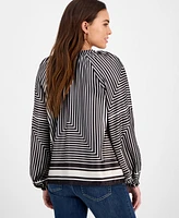 I.n.c. International Concepts Petite Polished Printed Popover Blouse, Exclusively at Macy's