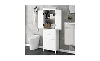 Slickblue Bathroom Storage Cabinet with Two Doors and Drawers for Stylish and Organized Storage