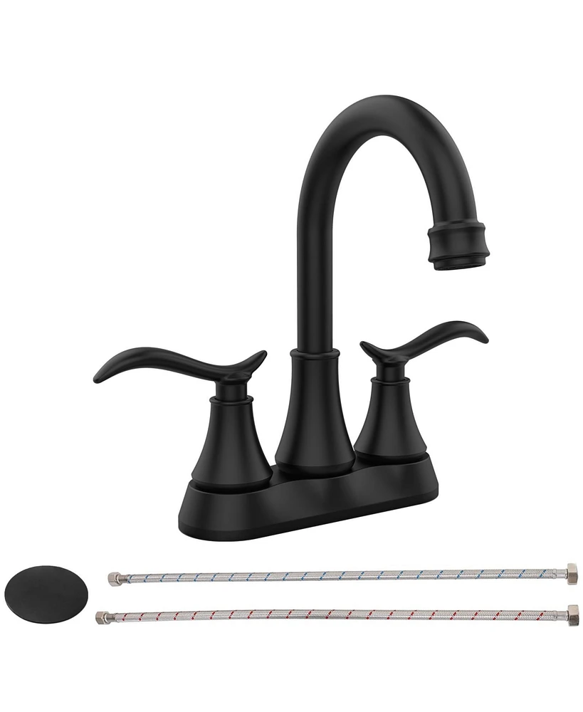 Slickblue Bathroom Faucet with Pop-Up Drain and Supply Hoses for Easy Installation and Functionality