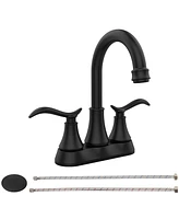 Slickblue Bathroom Faucet with Pop-Up Drain and Supply Hoses for Easy Installation and Functionality