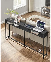 Slickblue Narrow Console Table with 2 Outlets and Usb Ports for Sofa or Entryway
