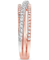 Diamond Triple Row Crossover Ring (3/8 ct. t.w.) in 14k Two-Tone Gold