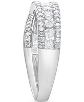 Diamond Channel-Set Crossover Ring (1 ct. t.w.) in 14k White Gold
