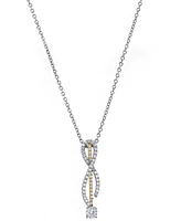 Diamond Ribbon Inspired 18" Pendant Necklace (1/2 ct. t.w.) in 14k Two-Tone Gold