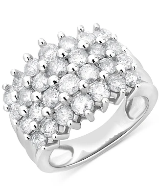 Diamond Four Row Statement Ring (3 ct. t.w.) in 14k White Gold