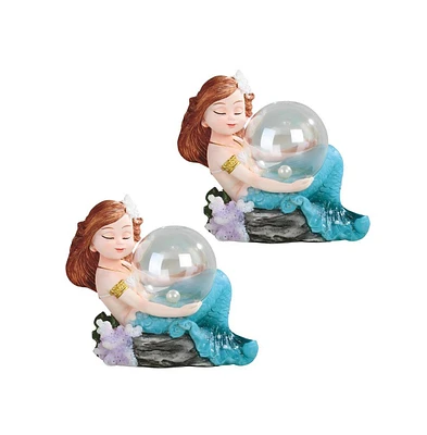 Fc Design 2-pc Set" 5.25"W Mermaid with Bubble Mergirl Figurine Statue Ornament Home Room Office Decor and Perfect Ideas for Housewarming, Holidays an