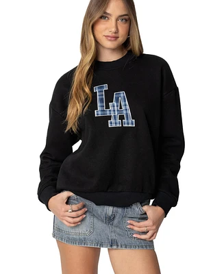 Edikted Womens La Plaid Sweatshirt