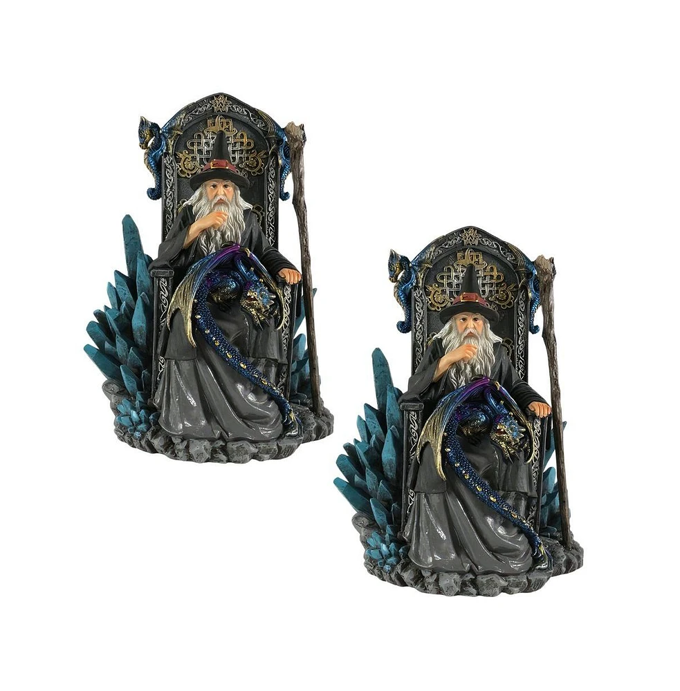 Fc Design "2-pc Set" 7.5"H Wizard with Blue Dragon in Arm Chair Figurine Statue Ornament Home Room Office Decor and Perfect Ideas for Housewarming, Ho