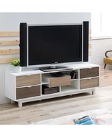 Slickblue Modern Tv Stand Entertainment Center with Wood Accents for Stylish Storage and Display