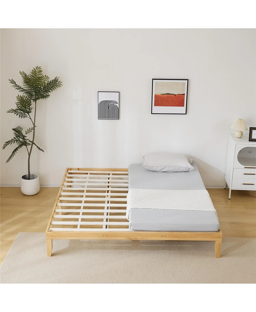 Slickblue Basic Wooden Bed Frame for Bedroom with Sturdy and Simple Design