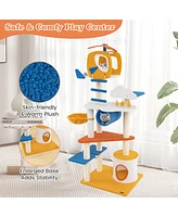 Gymax 70'' Tall Aviation-themed Cat Tree w/ Helicopter Top Perch Platforms Basket Bed
