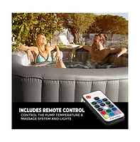 SereneLife 4-Seat Square Inflatable Hot Tub Spa with Led Lights & Remote Control