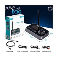 Pyle 2-in-1 Wireless Bluetooth 5.0 Transmitter & Receiver with Lcd Display