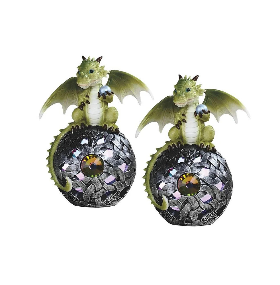 Fc Design "2-pc Set" 7"H Cute Green Dragon on Led Globe Figurine Statue Ornament Home Room Office Decor and Perfect Ideas for Housewarming, Holidays a