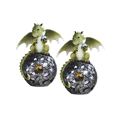 Fc Design "2-pc Set" 7"H Cute Green Dragon on Led Globe Figurine Statue Ornament Home Room Office Decor and Perfect Ideas for Housewarming, Holidays a