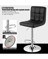 Gymax Set of 4 Pu Leather Bar Stool Swivel Bar Chair w/ Adjustable Height