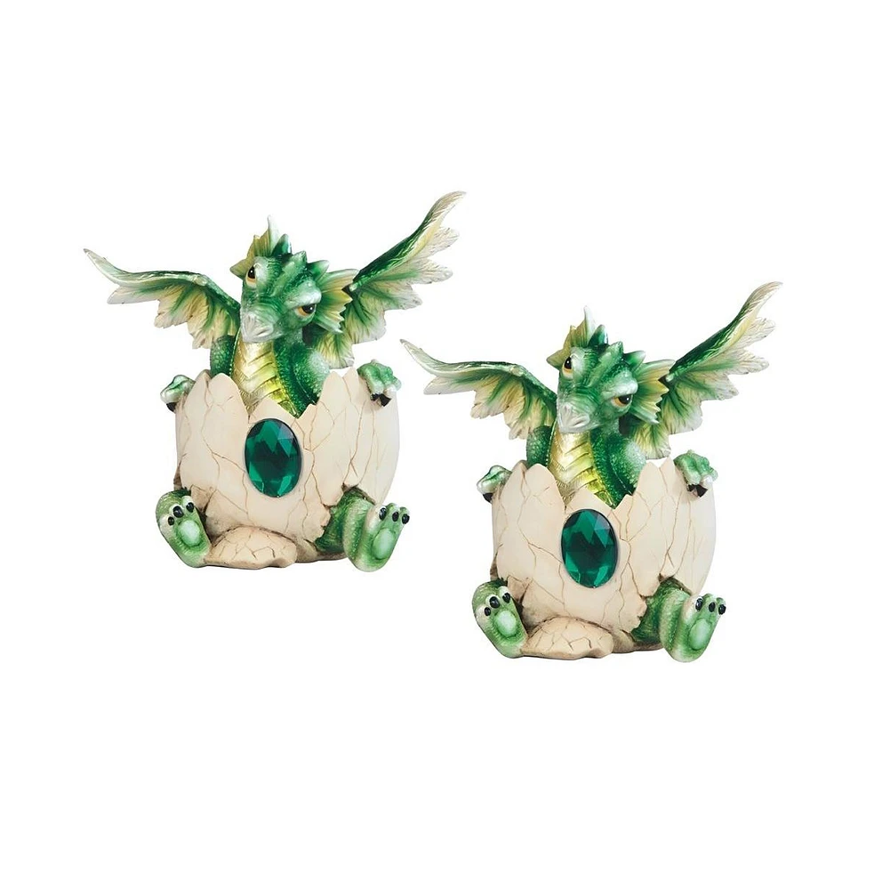 Fc Design "2-pc Set" 5"H May Birthstone Green Dragon Baby Hatchling in Egg Figurine Statue Ornament Home Room Office Decor and Perfect Ideas for House