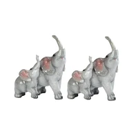 Fc Design "2-pc Set" 5"H Lovely Elephant Family with Trunk Up Figurine Statue Ornament Home Room Office Decor and Perfect Ideas for Housewarming, Holi