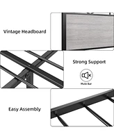 gaomon Heavy Duty Platform Bed Frame with 11'' Underbed Storage Space, Metal Bed Frame with Headboard and Footboard, Metal Slats Support