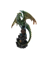 Fc Design "2-pc Set" 7.5"H Green Dragon on Castle Figurine Statue Ornament Home Room Office Decor and Perfect Ideas for Housewarming, Holidays and Bir