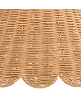 7" Top x 15" Bottom x 9 1/2" High x 9 1/2" Slant Lamp Shade Replacement Medium Brown Empire Round Tapered Farmhouse Coastal Country Natural Rattan Sca