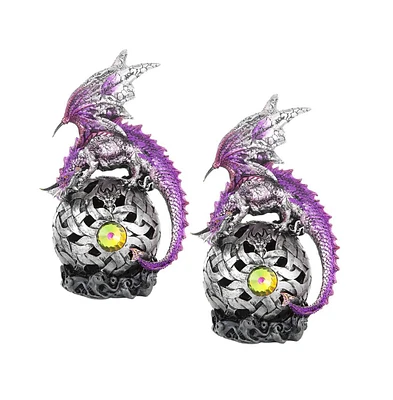 Fc Design "2-pc Set" 8"H Purple Dragon On Light Up Led Orb Figurines Figurine Statue Ornament Home Room Office Decor and Perfect Ideas for Housewarmin