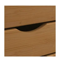 vidaXL Moss 4-Drawer Chest, Solid Pine Wood Mobile File Cabinet, Storage Cabinet on Wheels, Chest of Drawers for Home Office, Easy Assembly & Maintena