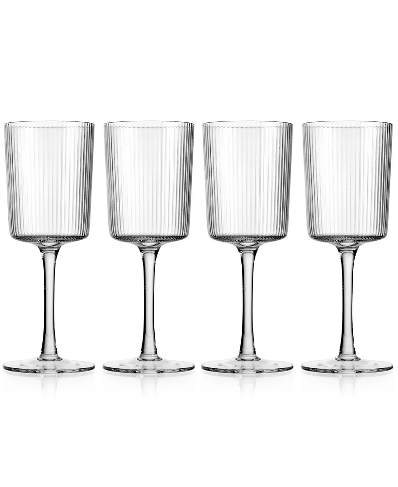 Godinger Sullivan Street Fluted White Wine Glasses, Set of 4