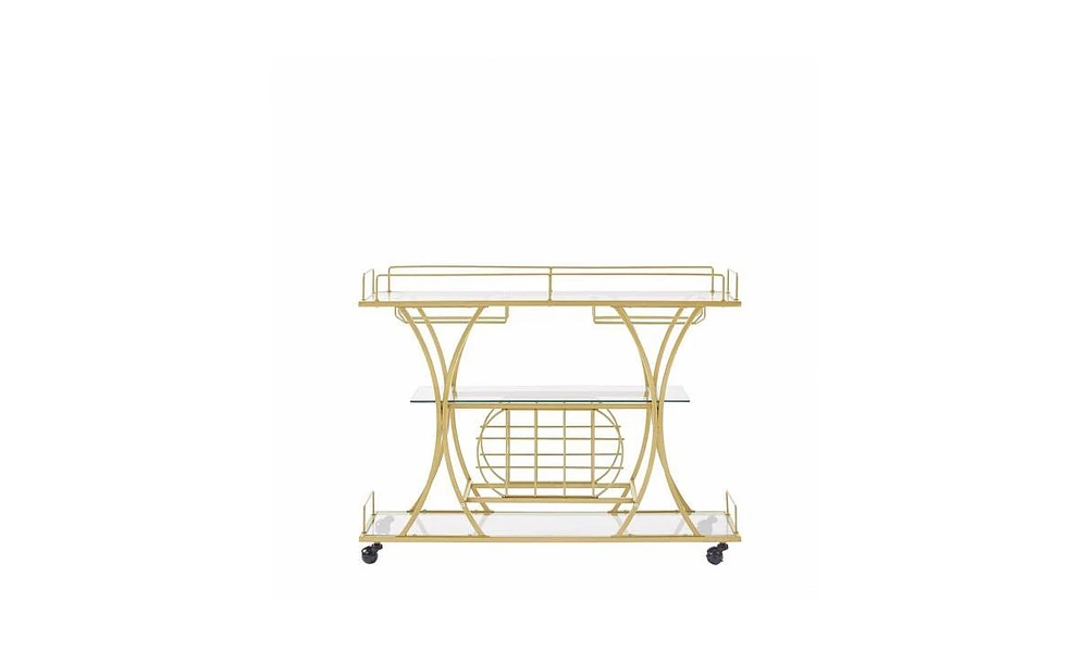 Slickblue Elegant Glass Bar Cart for Stylish Beverage Storage and Serving